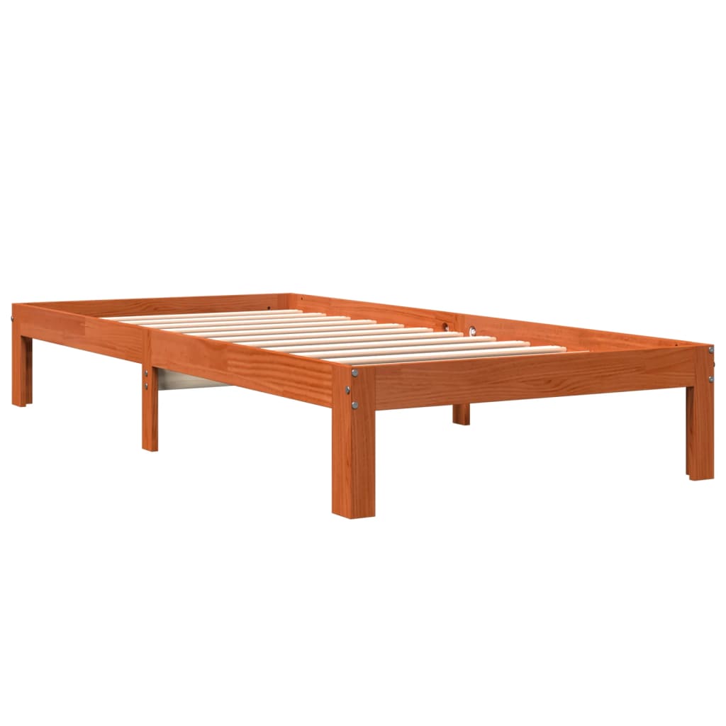 vidaXL Bedframe zonder matras massief grenenhout wasbruin 75x190 cm afbeelding