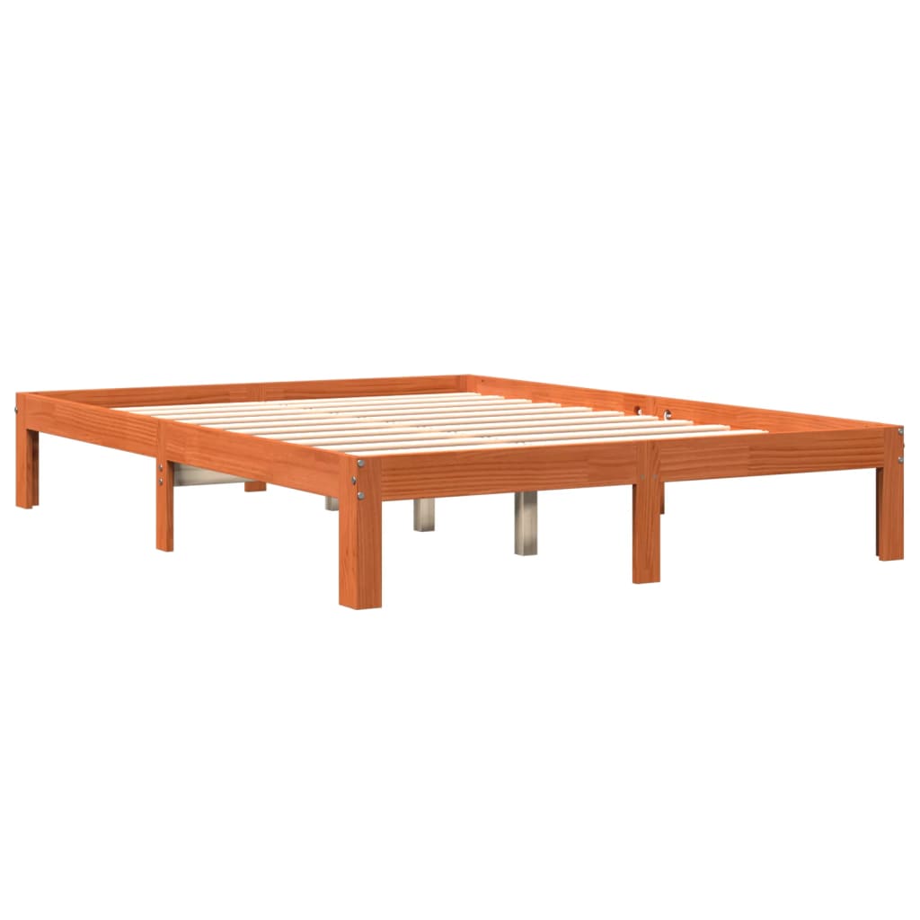 vidaXL Bedframe zonder matras massief grenenhout wasbruin 120x190 cm afbeelding