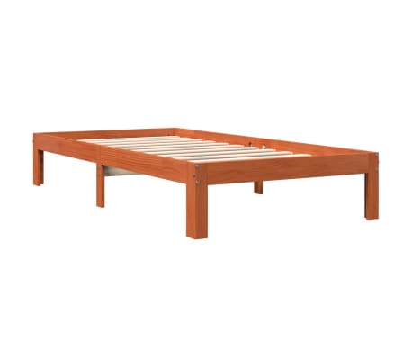 vidaXL Massivholzbett ohne Matratze Wachsbraun 90x200 Kiefernholz