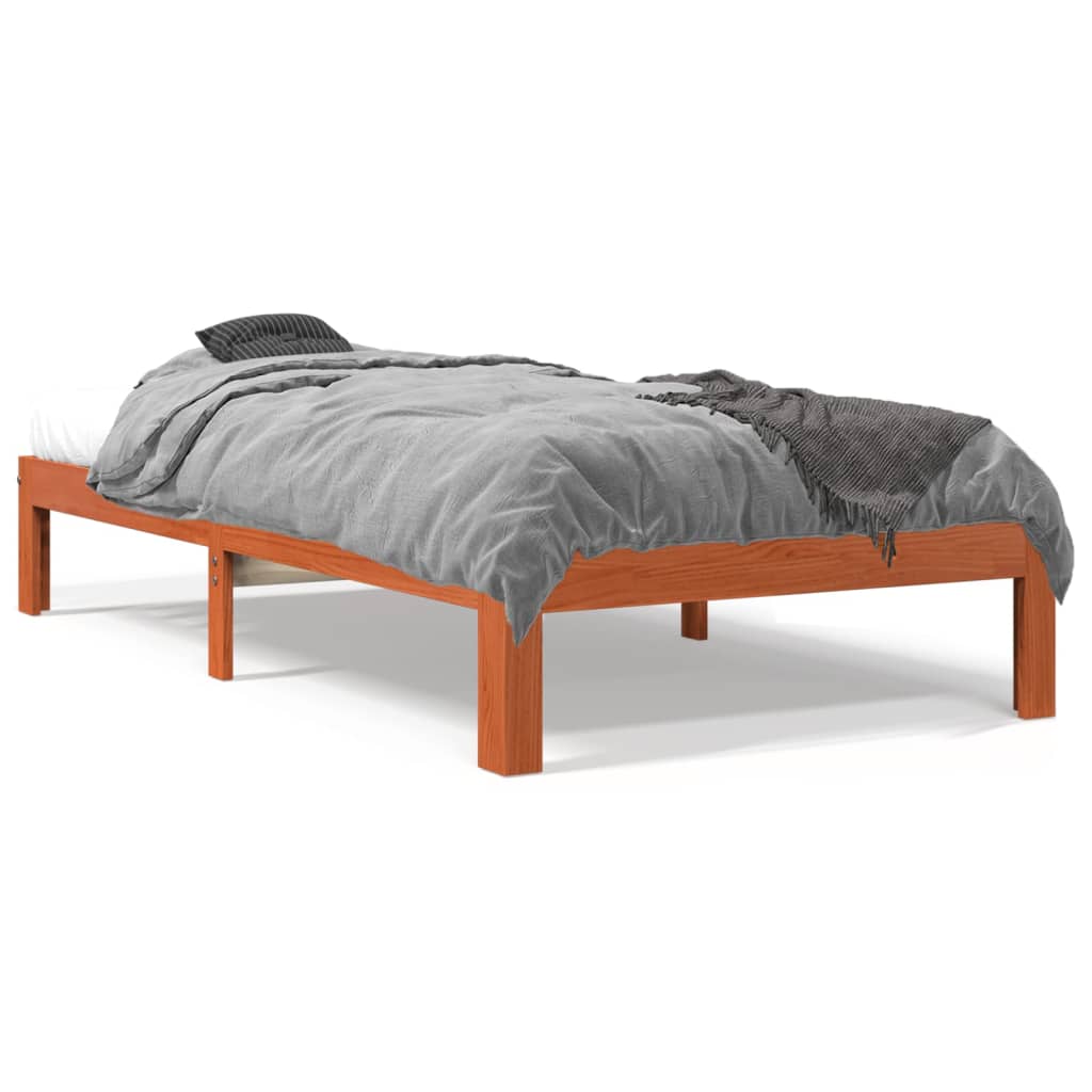 vidaXL Cadru de pat, maro ceruit, 100x200 cm, lemn masiv de pin