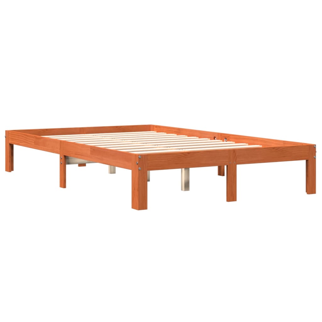 vidaXL Bedframe zonder matras massief grenenhout wasbruin 140x200 cm afbeelding