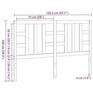 Čelo postele voskově hnědé 150 cm masivní borové dřevo - obrázek 9