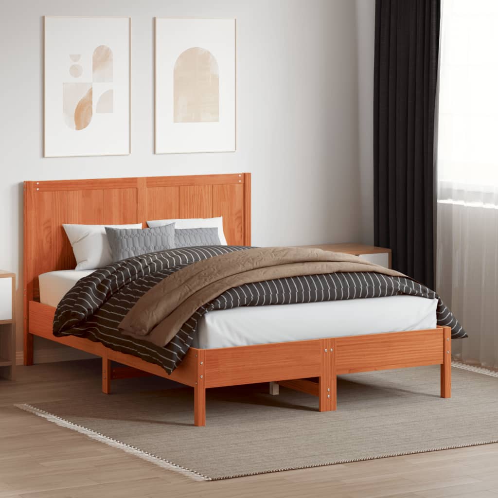 vidaXL Hoofdbord 150 cm massief grenenhout wasbruin afbeelding