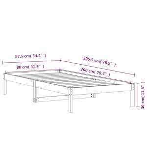 Válenda bez matrace voskově hnědá 80 x 200 cm masivní borovice - obrázek 9