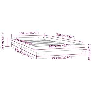 Rám postele s LED voskově hnědý 100 x 200 cm masivní borovice - obrázek 15