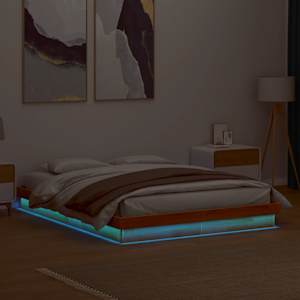 Rám postele s LED voskově hnědý 150 x 200 cm masivní borovice - obrázek 1