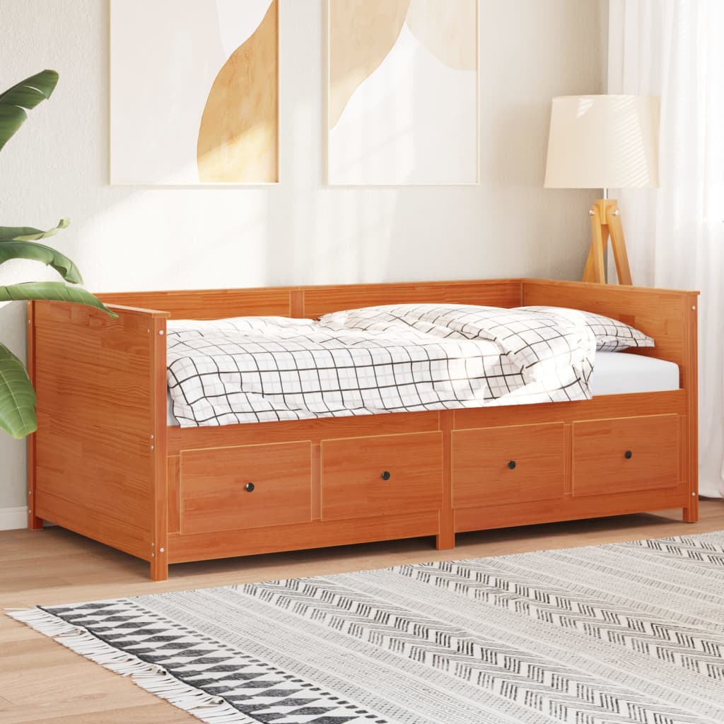 vidaXL Bedbank zonder matras wasbruin 100x200 cm massief grenenhout afbeelding