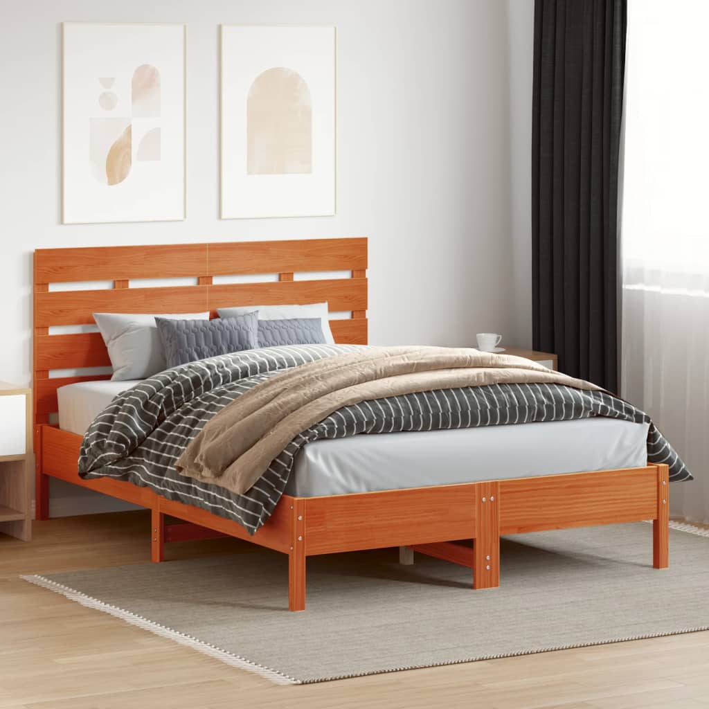 vidaXL Hoofdbord 150 cm massief grenenhout wasbruin afbeelding