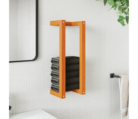 vidaXL Поставка за хавлии восъчнокафява 23x18x60 см борово дърво масив