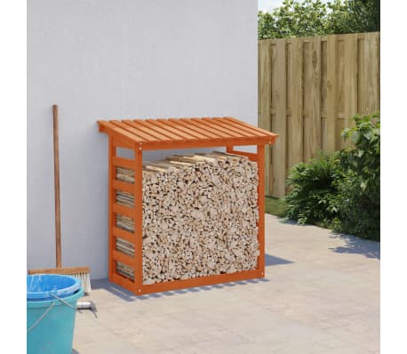 vidaXL Rastel lemne de foc, maro ceruit, 108x64,5x110cm lemn masiv pin