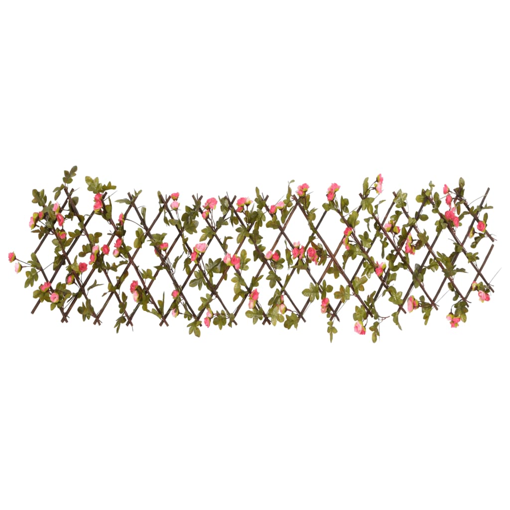  Kunstplant klimop op latwerk uittrekbaar 180x30 cm donkerroze