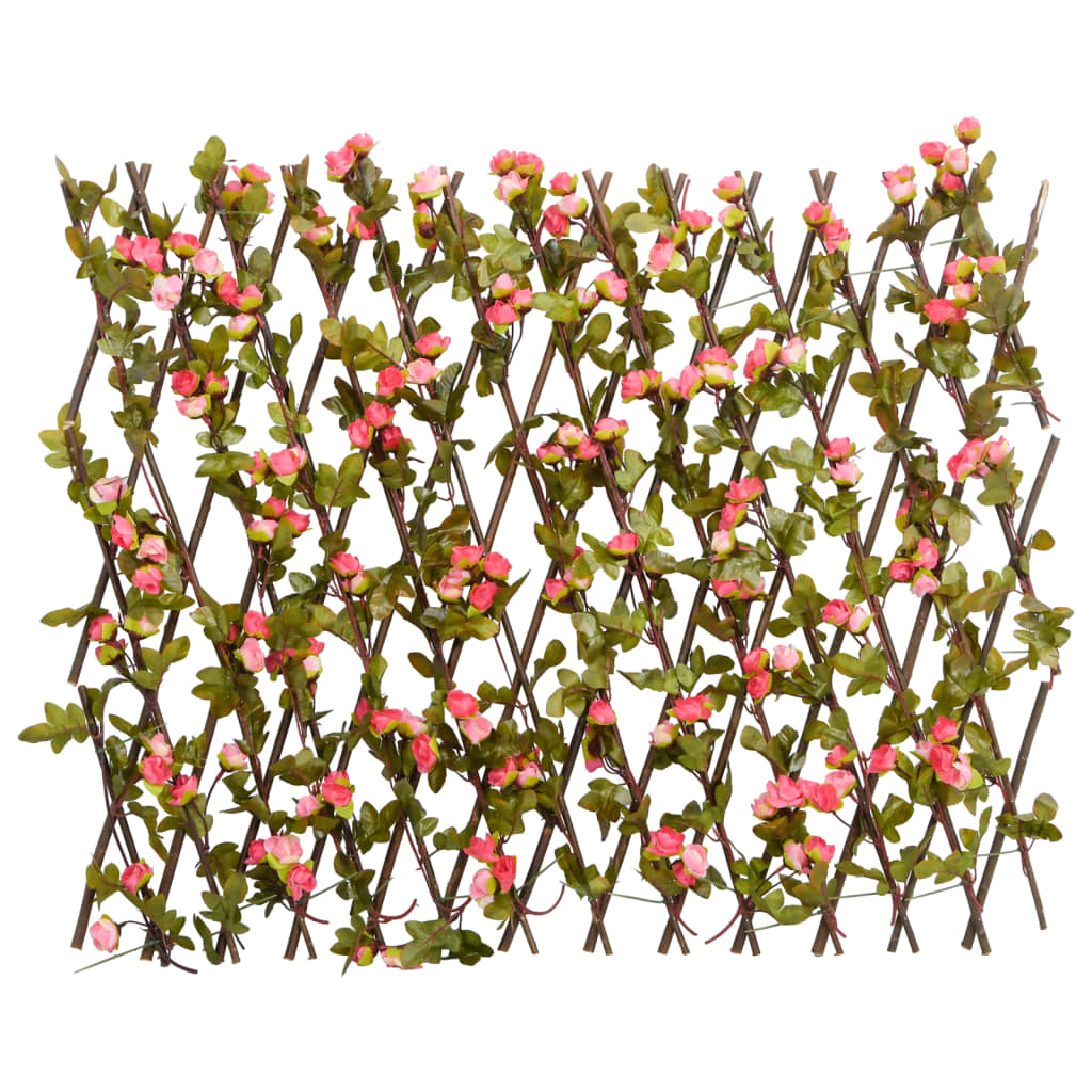  Kunstplant klimop op latwerk uittrekbaar 180x60 cm donkerroze