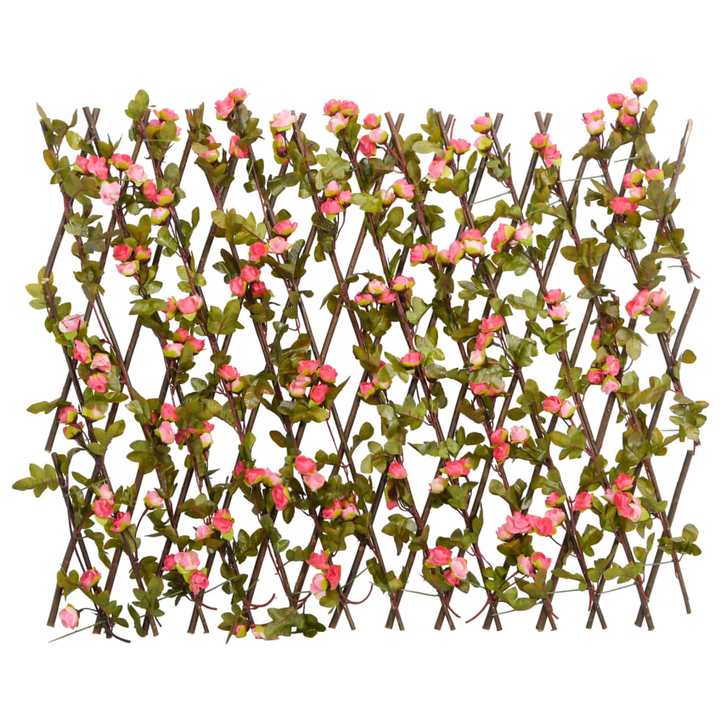 vidaXL Spalier cu iederă artificială extensibil, roz închis, 180x60 cm