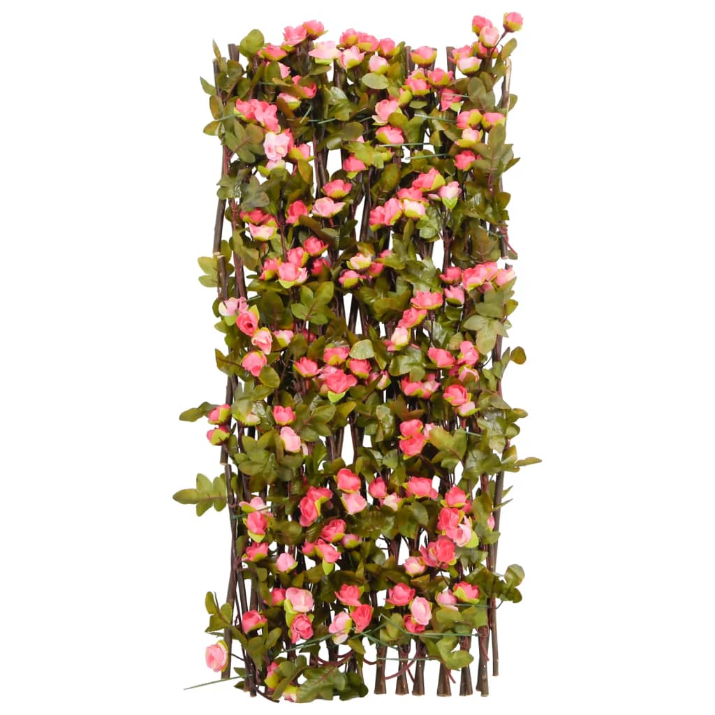  Kunstplant klimop op latwerk uittrekbaar 180x60 cm donkerroze