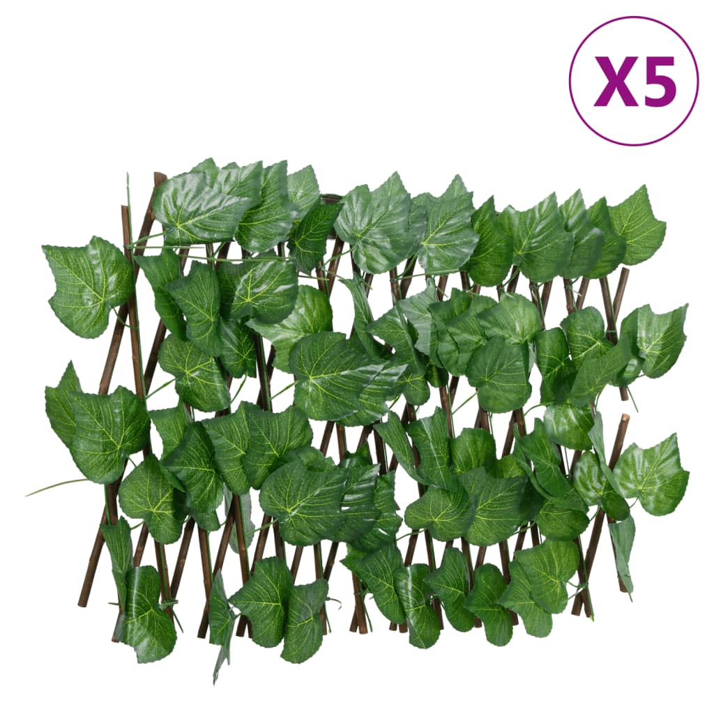 vidaXL Artificial Grape Leaf Trellis Expandable Green 5 pcs 180×20 cm