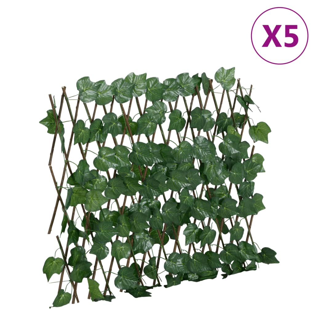 vidaXL Spalier frunze struguri false extensibil 5 buc verde 190x60 cm
