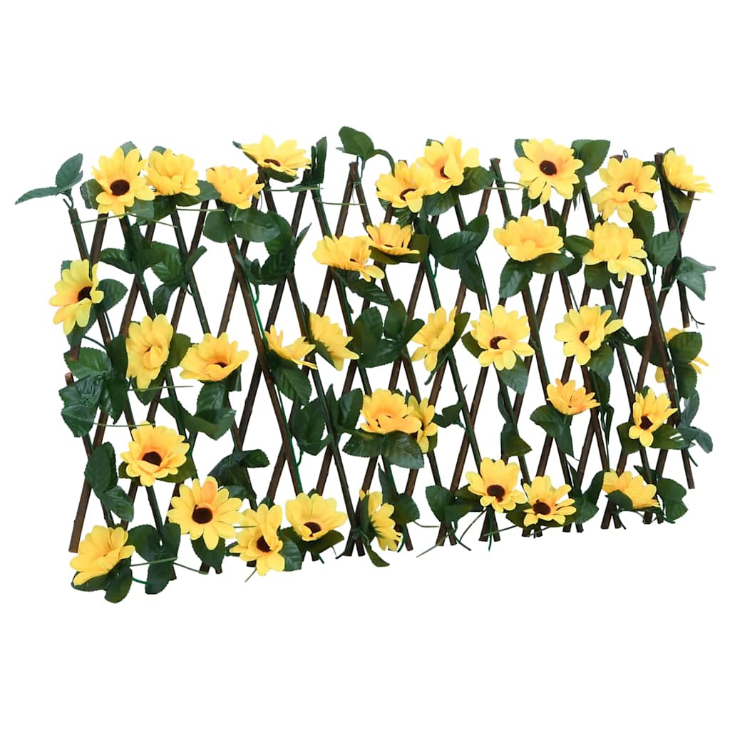 Udvideligt espalier med kunstig vedbend og gule blomster - 180×20 cm
