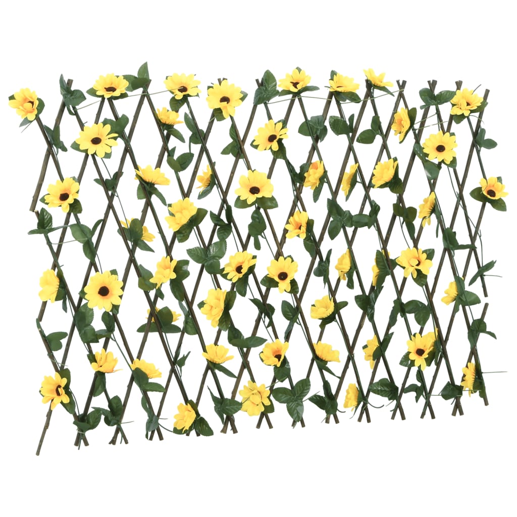 Udvideligt espalier med kunstig vedbend og gule blomster 180×60 cm