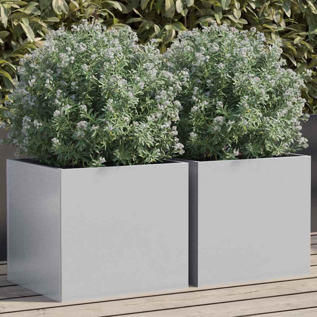vidaXL Jardiniere, 2 buc., argintiu, 32x30x29 cm, oțel galvanizat