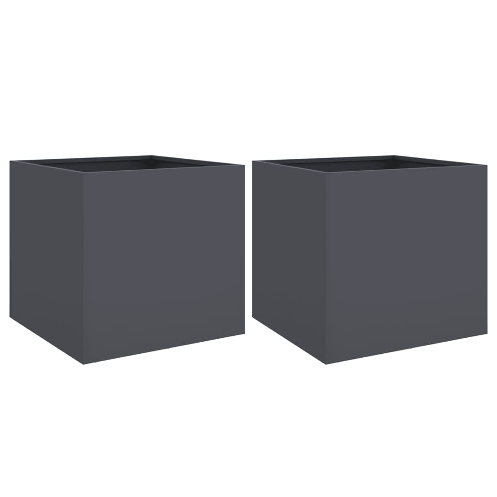 Image of vidaXL Planters 2 pcs Anthracite 49x47x46 cm Cold-rolled Steel