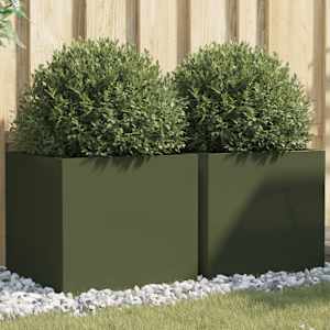 Korito 2 kosa olivno zelena 49x47x46 cm jeklo