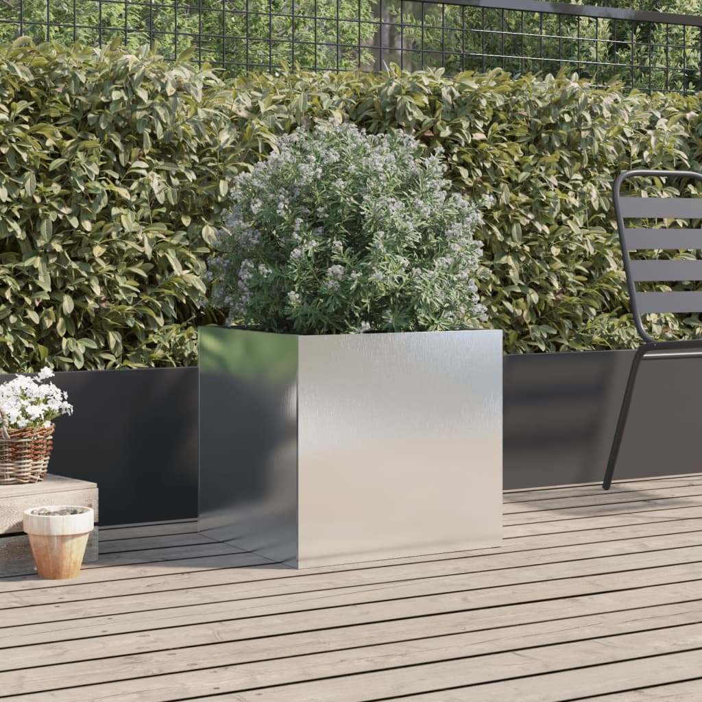 vidaXL Plantenbak 49x47x46 cm roestvrij staal zilverkleurig afbeelding