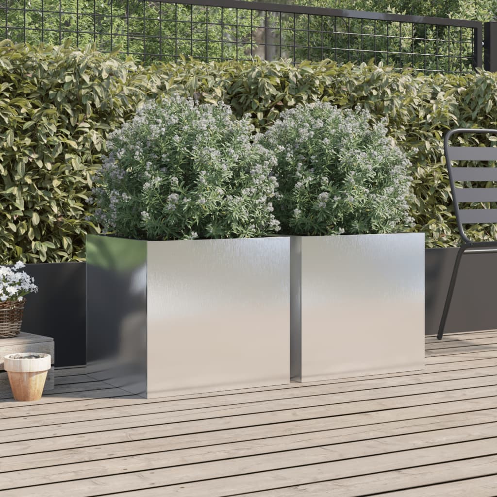 vidaXL Plantenbakken 2 st 49x47x46 cm roestvrij staal zilverkleurig afbeelding
