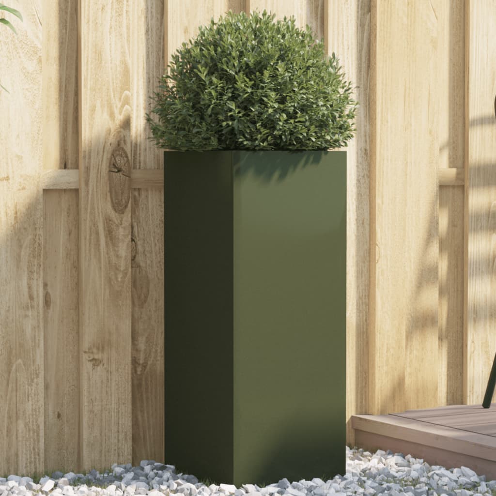 vidaXL Jardinieră, verde măsliniu, 32x27,5x75 cm, oțel laminat la rece