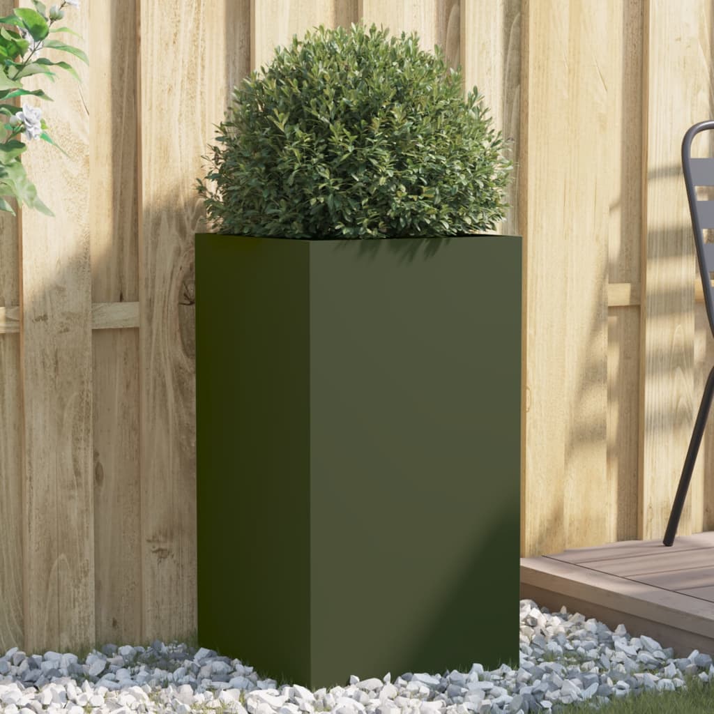 vidaXL plantekasse 42x38x75 cm koldvalset stål olivengrøn