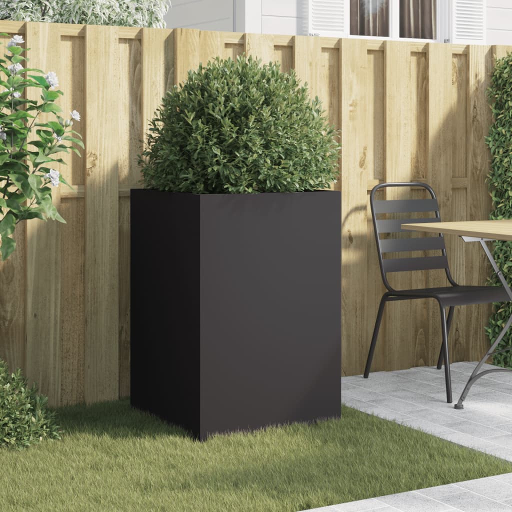 vidaXL Plantenbak 52x48x75 cm staal zwart afbeelding