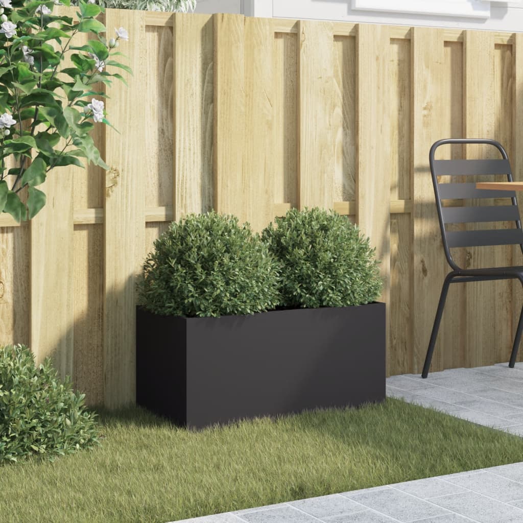 vidaXL Plantenbak 62x30x29 cm staal zwart afbeelding