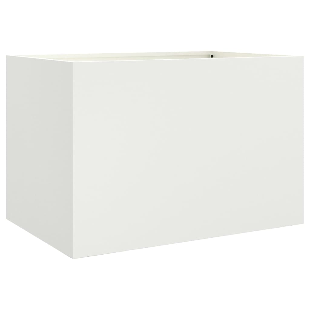 vidaXL Kvetináč biely 62x40x39 cm oceľ