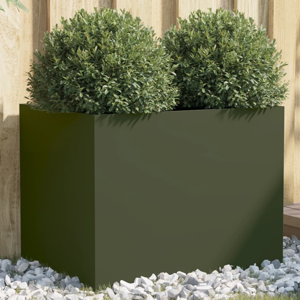 vidaXL Jardinieră, verde măsliniu, 62x47x46 cm, oțel laminat la rece