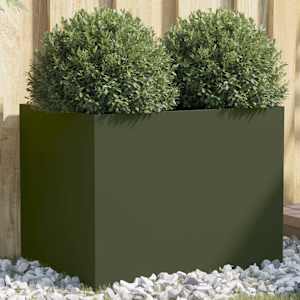 Cvetlično korito olivno zeleno 62x47x46 cm jeklo