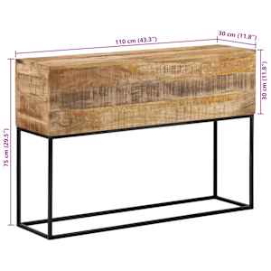 Konzolový stolek 110x30x75 cm masivní hrubý mangovník a železo - obrázek 8