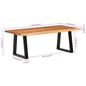 Konferenční stolek 110 x 55 x 40 cm masivní akáciové dřevo - obrázek 8