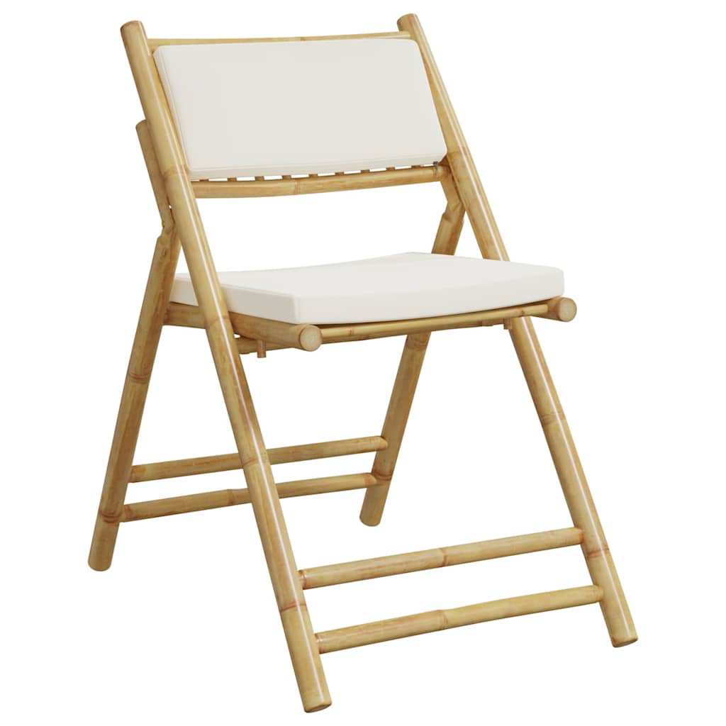 vidaXL Bistrostoelen 6 st inklapbaar met kussens bamboe crèmewit afbeelding