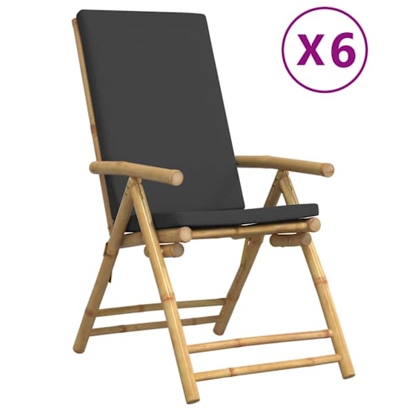 vidaXL 6 tk kokkupandav reguleeritav aiatool, tumehall, padjad, bambus