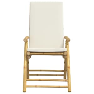 3dílný skládací bistro set s krémově bílými poduškami bambus - obrázek 6