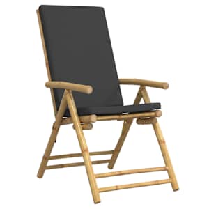 3dílný skládací bistro set s tmavě šedými poduškami bambus - obrázek 5