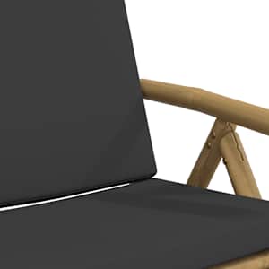 3dílný skládací bistro set s tmavě šedými poduškami bambus - obrázek 9