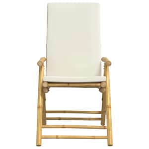 3dílný skládací bistro set s krémově bílými poduškami bambus - obrázek 6