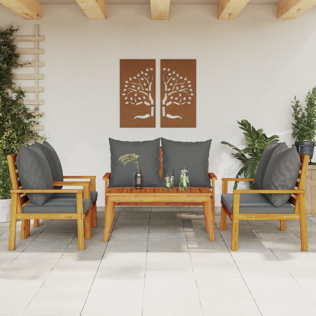 imagem de vidaXL 5 pcs conjunto lounge de jardim c/ almofadões acácia maciça1