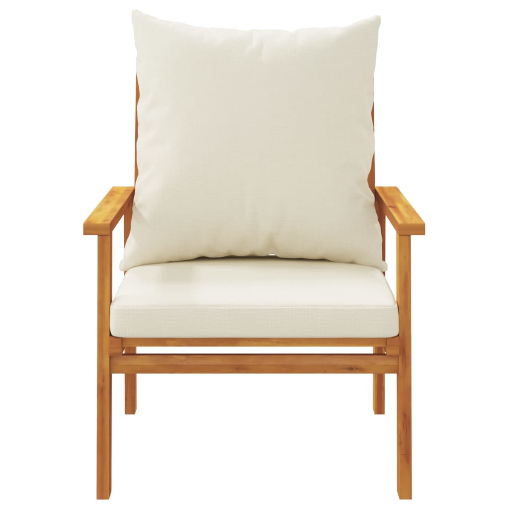 Zestaw mebli ogrodowych - Stół + Krzesła - Lite drewno akacjowe - Kremowe poduszki