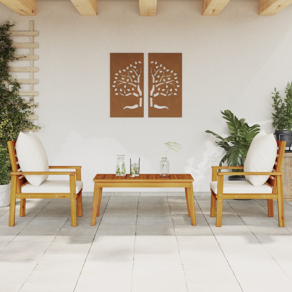 Zestaw mebli ogrodowych - Stół + Krzesła - Lite drewno akacjowe - Kremowe poduszki