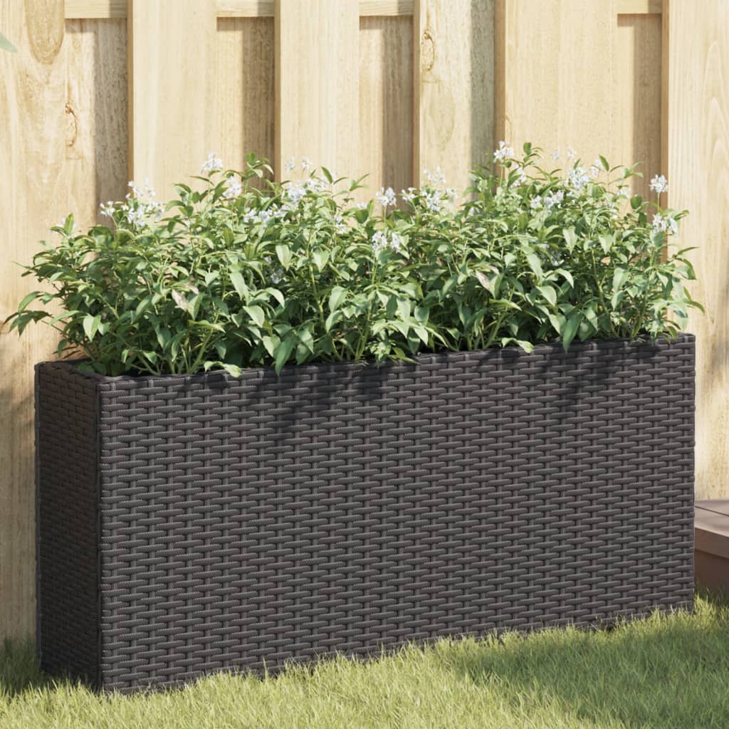 vidaXL Jardiniere grădină 2 ghivece 2 buc. negru 90x20x40 cm poliratan