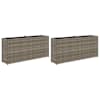 vidaXL taimekastid 2 potiga, 2 tk, hall, 90 x 20 x 40 cm, pol&uuml;rotang