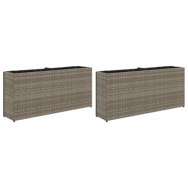 vidaXL taimekastid 2 potiga, 2 tk, hall, 90 x 20 x 40 cm, pol&uuml;rotang