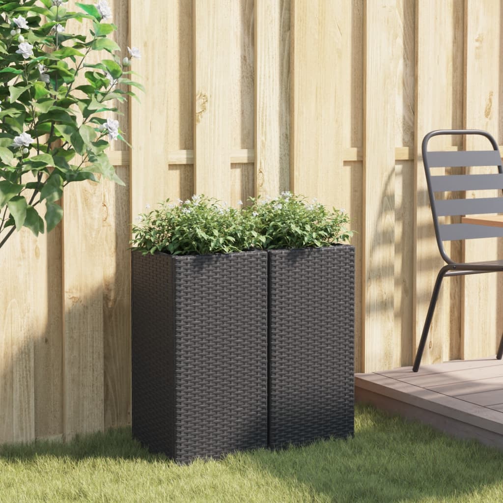 vidaXL Záhradné kvetináče 2 ks čierne 30x30x60 cm polyratan