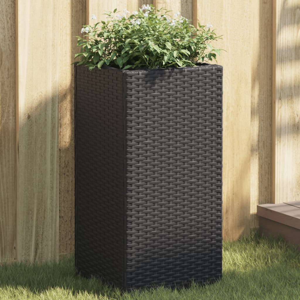 vidaXL Pflanzkübel 2 Stk. Schwarz 30x30x60 cm Poly Rattan